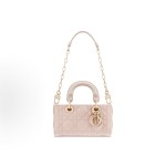 DIOR Lady D-Joy Metal finish Pendant detachable chain single-shoulder crossbody handbag Ultra-mini women\'s carmine pink